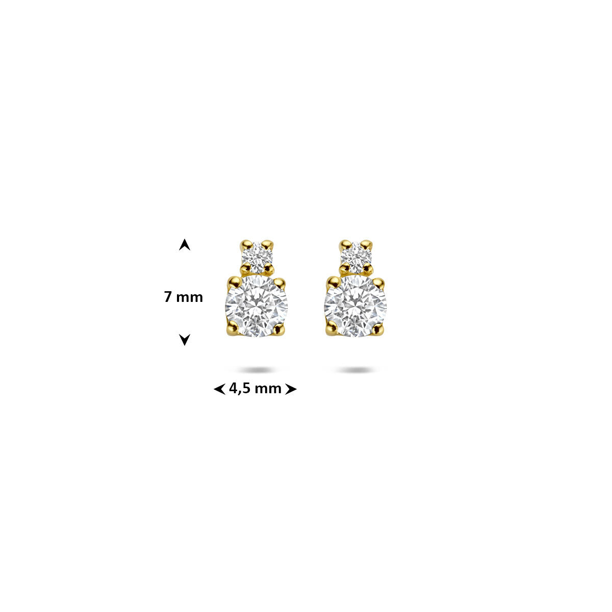 Fantasy Collection Oorbellen lab grown diamant 0.90ct (2x 0.45ct) g vs 7 mm 14K geelgoud