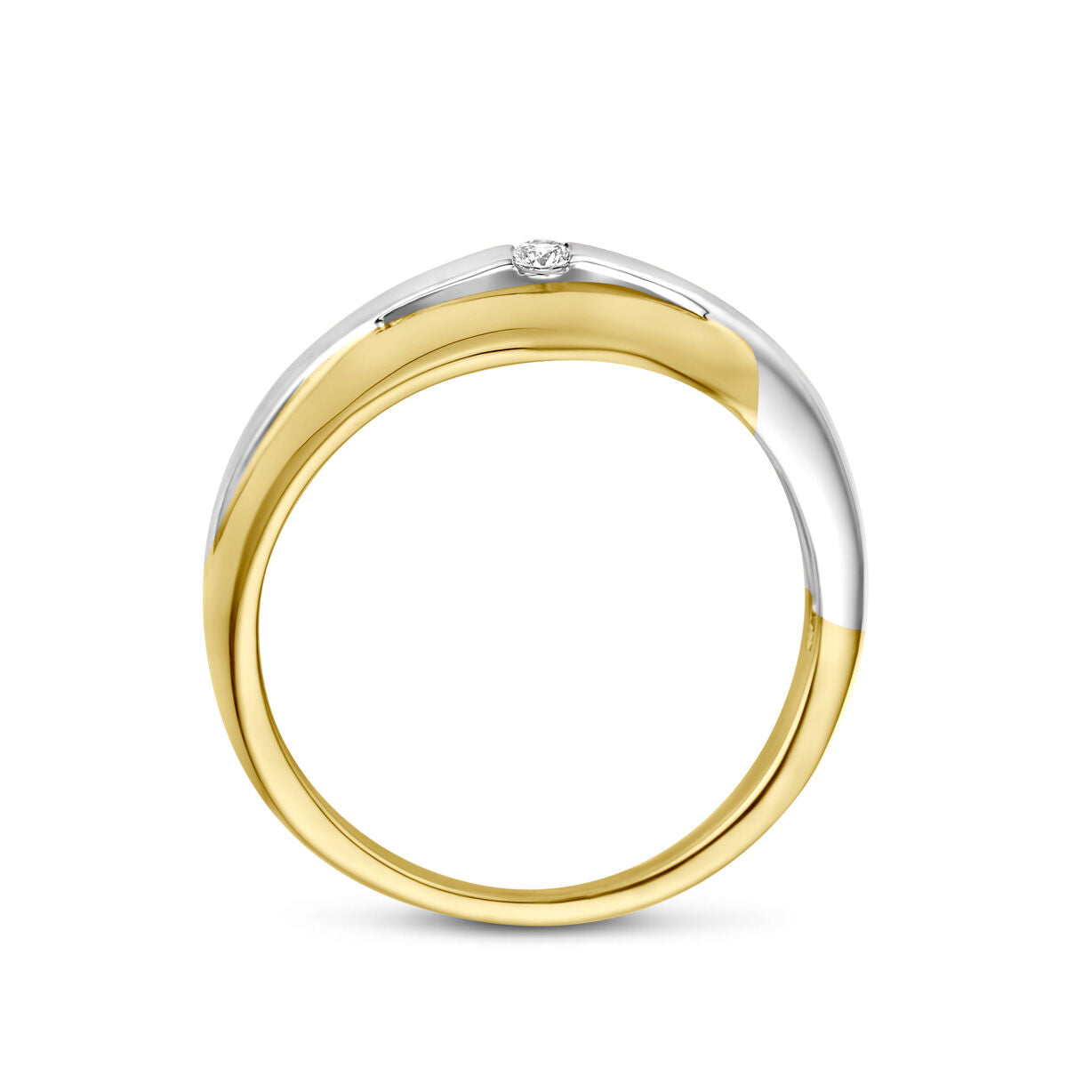 Ring lab grown diamant 0.03ct f vs 14K bicolor goud