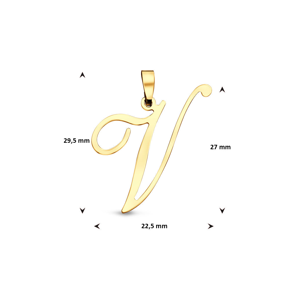 Hanger sierletter V 27 mm 14K geelgoud #Letter_V