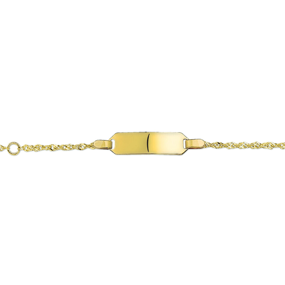 Graveerarmband singapore plaat 5 mm 14K geelgoud