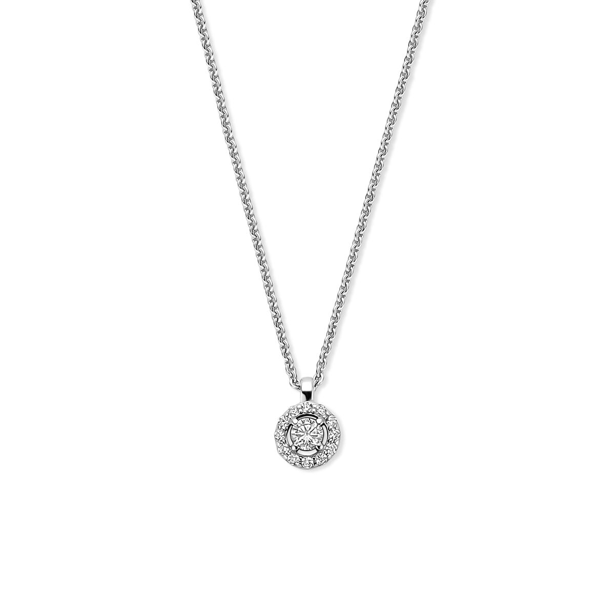 Collier zirkonia 41 - 43 - 45 cm zilver gerhodineerd