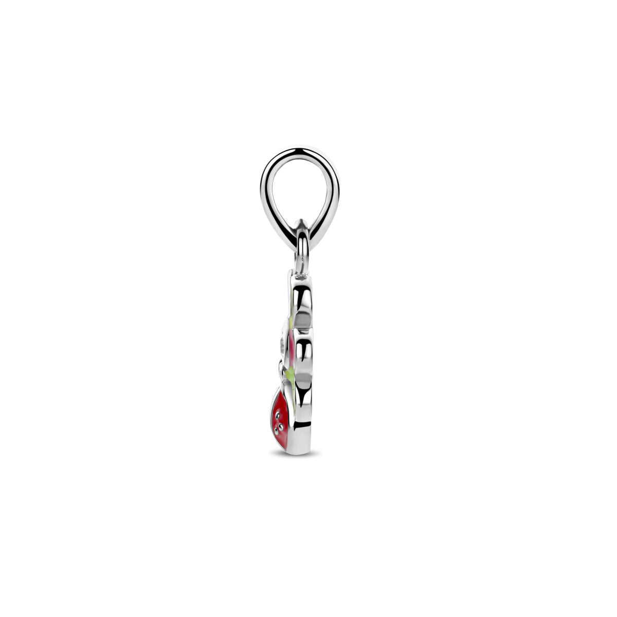 Fantasy Collection Hanger zirkonia emaille bloem en lieveheersbeestje 16 mm zilver