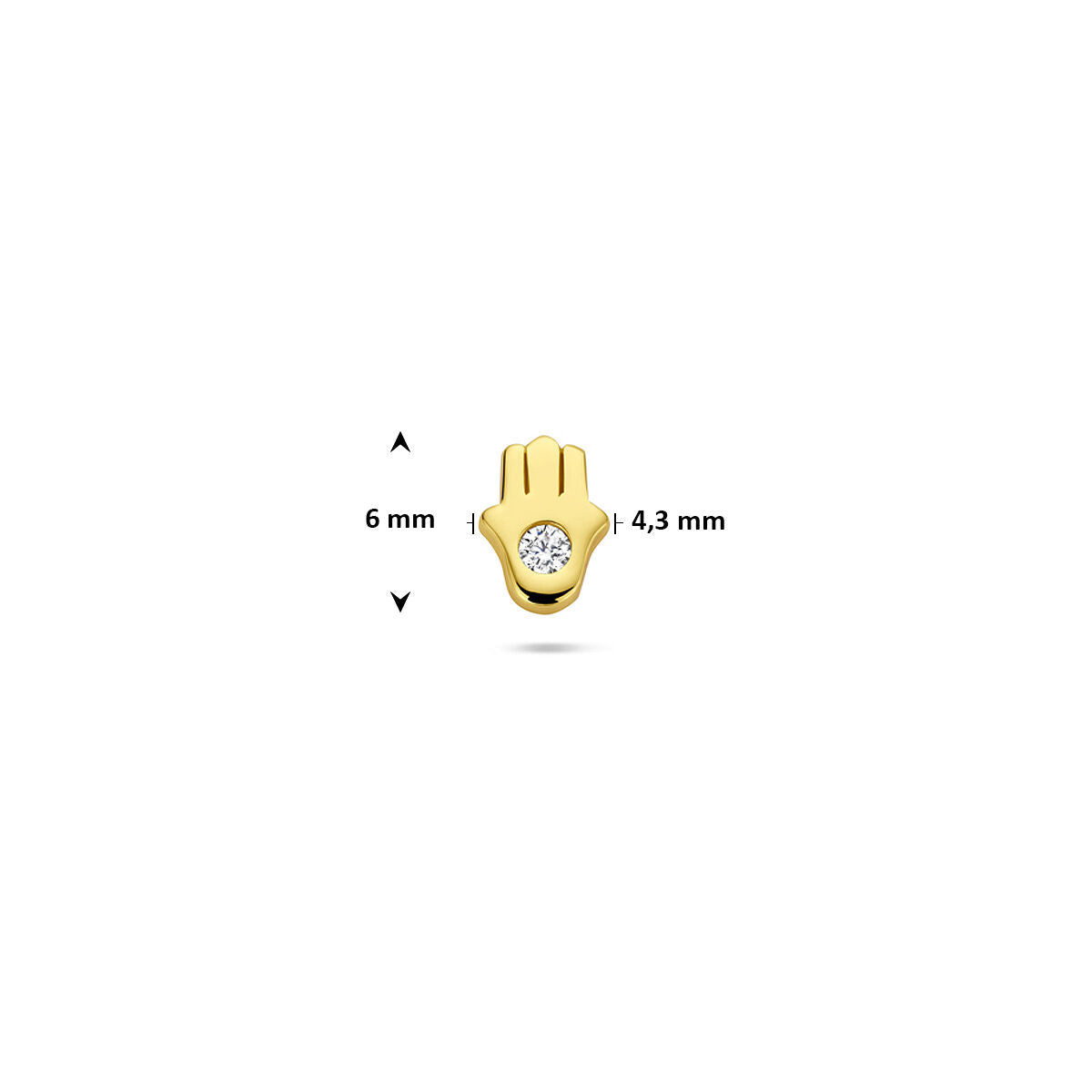 Fantasy Collection Flat back piercing hand van fatima zirkonia 6 mm 1 micron zilver verguld
