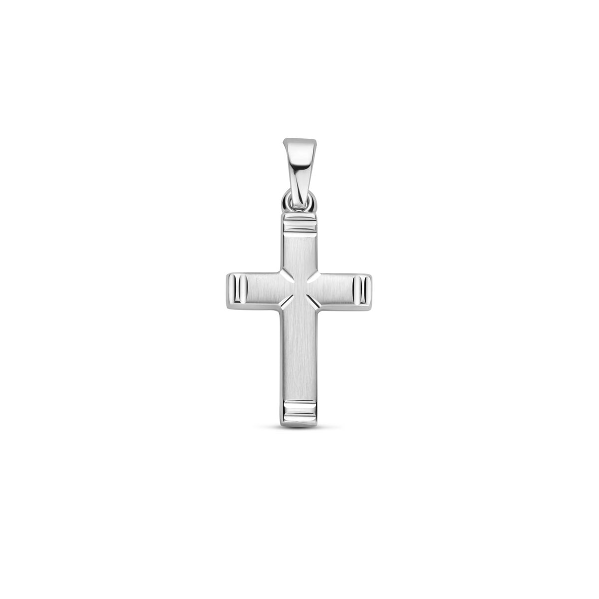 Fantasy Collection Hanger kruis poli/mat gediamanteerd 20 mm zilver
