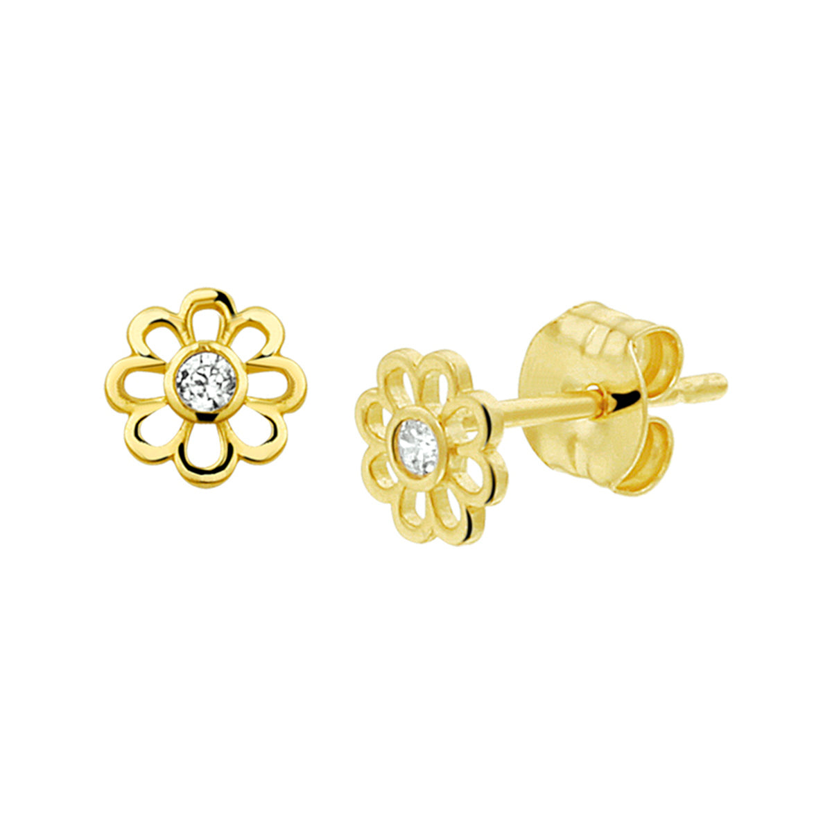 Fantasy Collection Oorbellen bloem zirkonia 14K geelgoud - PSN4019603