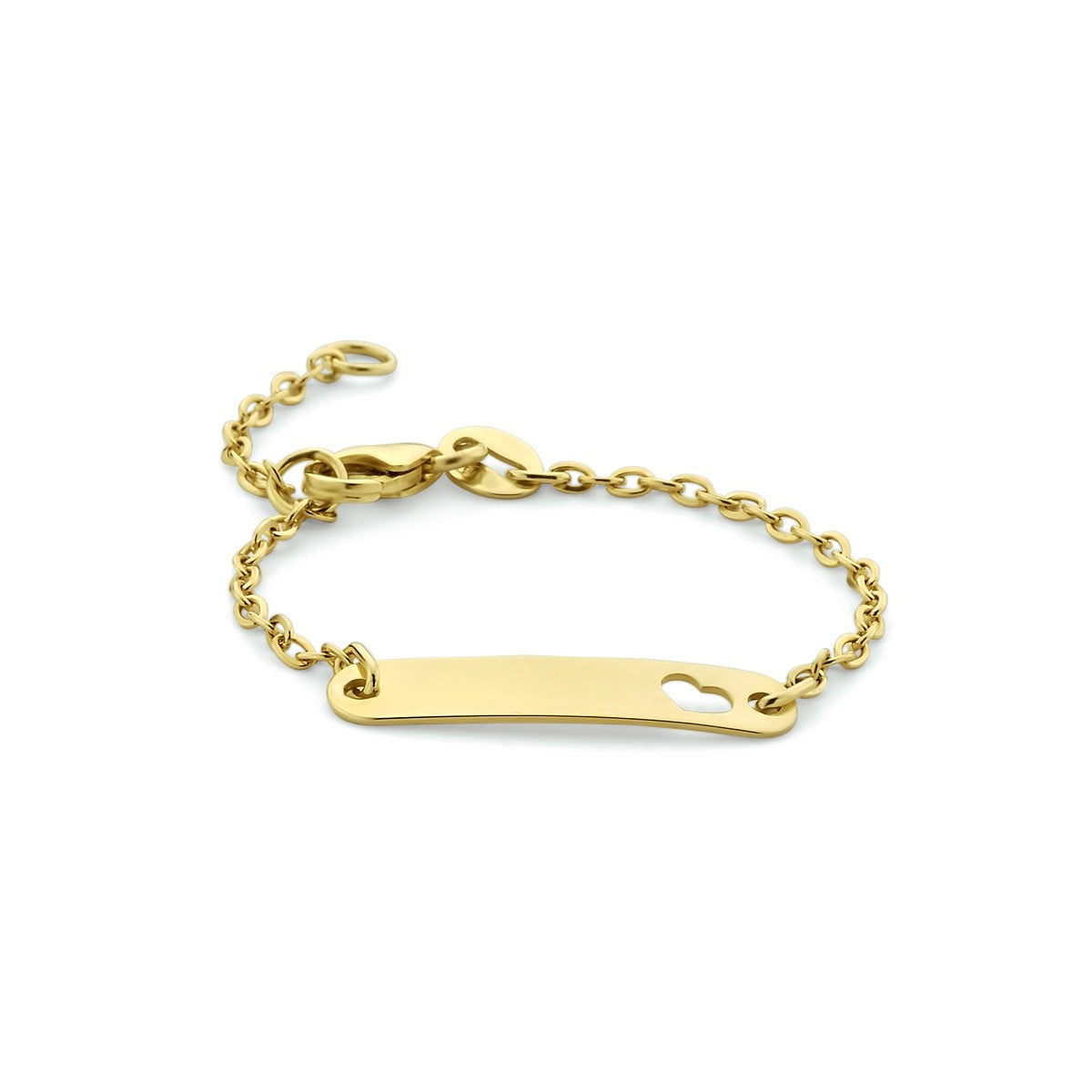 Fantasy Collection 9K graveerarmband hartje plaat 4,0 mm 9K geelgoud