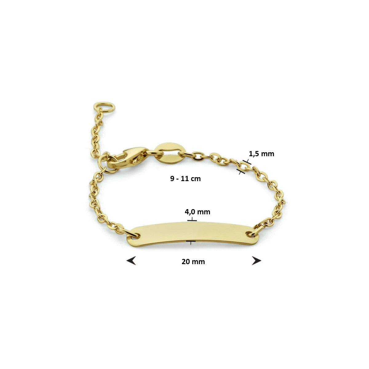 Fantasy Collection 9K graveerarmband plaat 4,0 mm 9K geelgoud