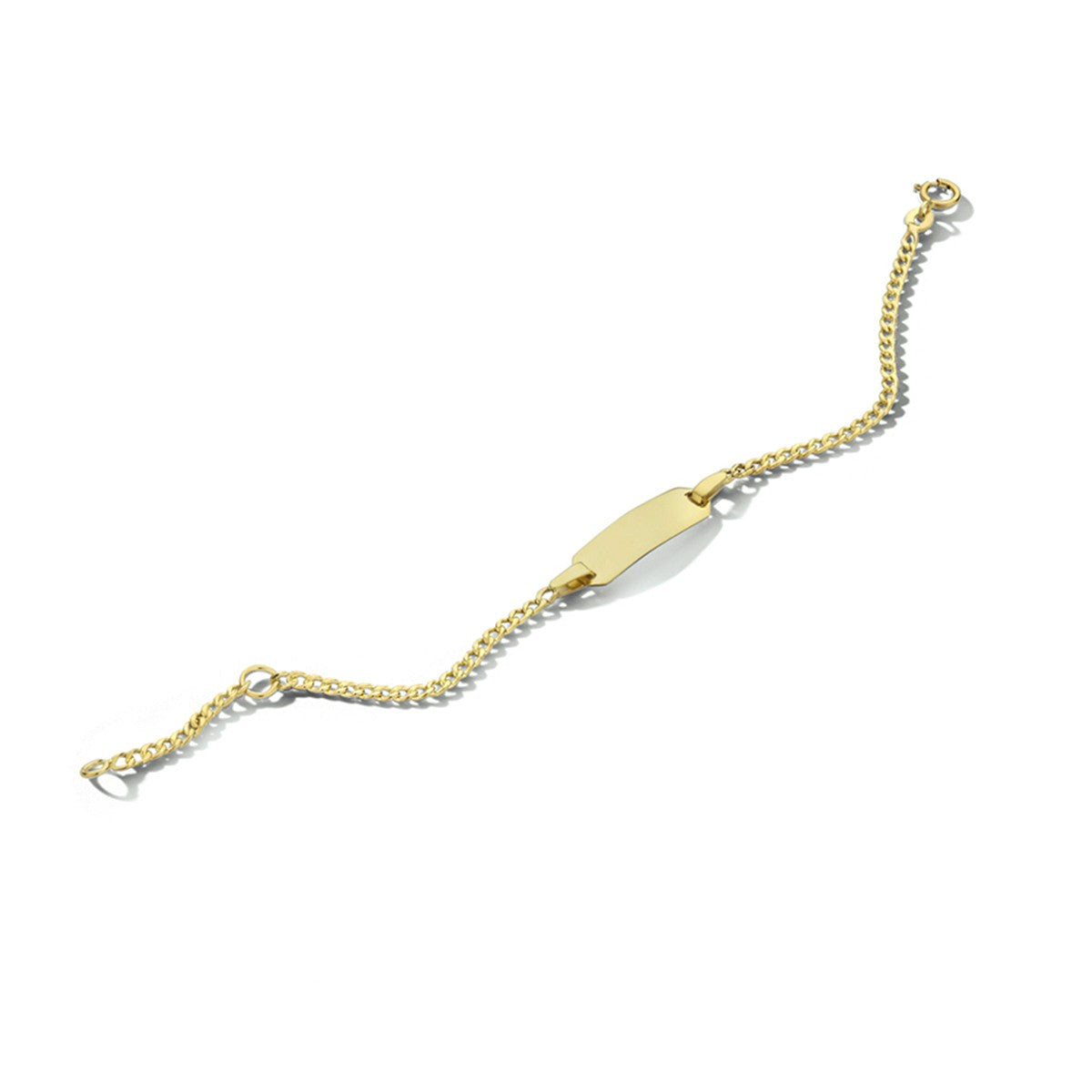 Fantasy Collection 9K graveerarmband gourmette 4 zijdes geslepen plaat 5,0 mm 9K geelgoud