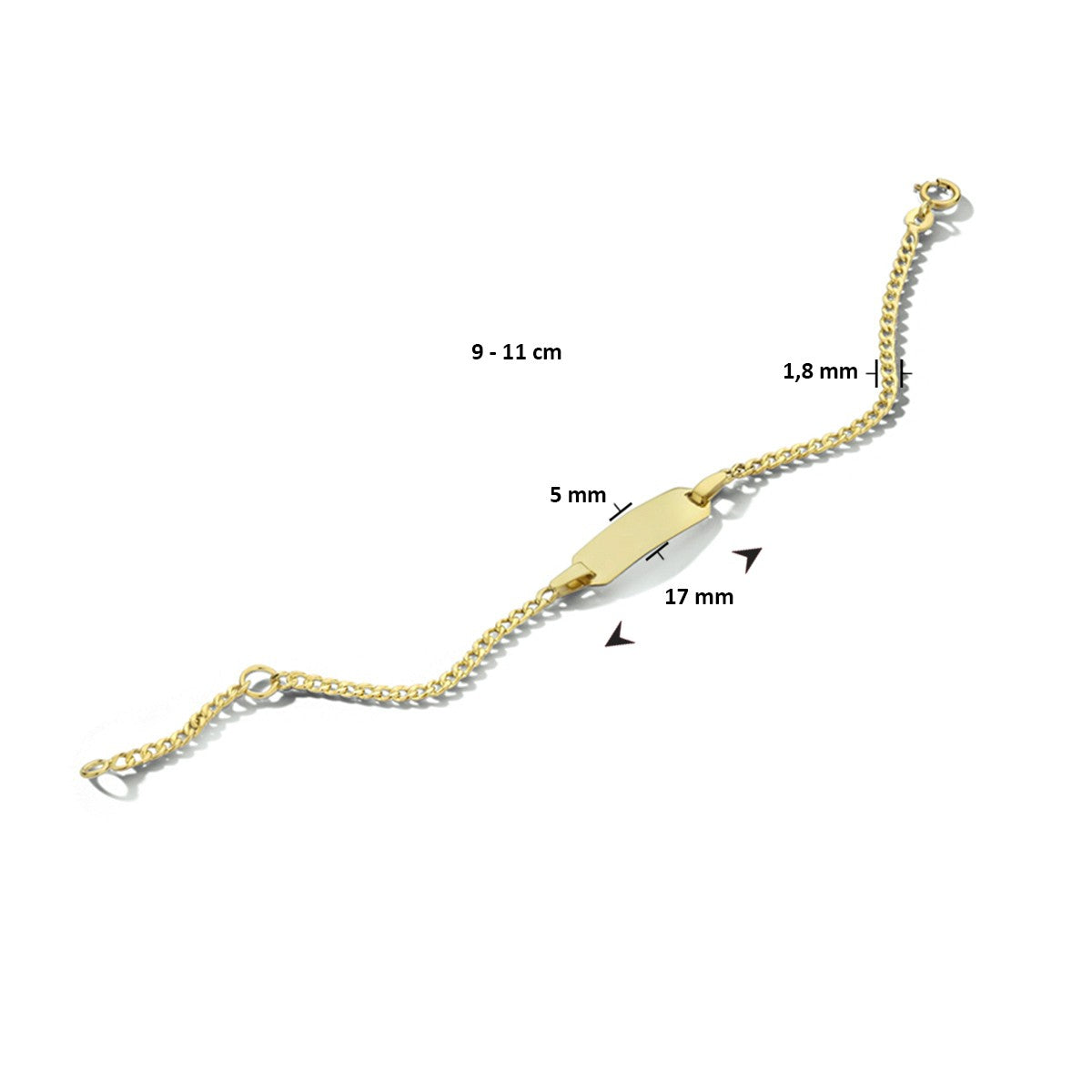 Fantasy Collection 9K graveerarmband gourmette 4 zijdes geslepen plaat 5,0 mm 9K geelgoud