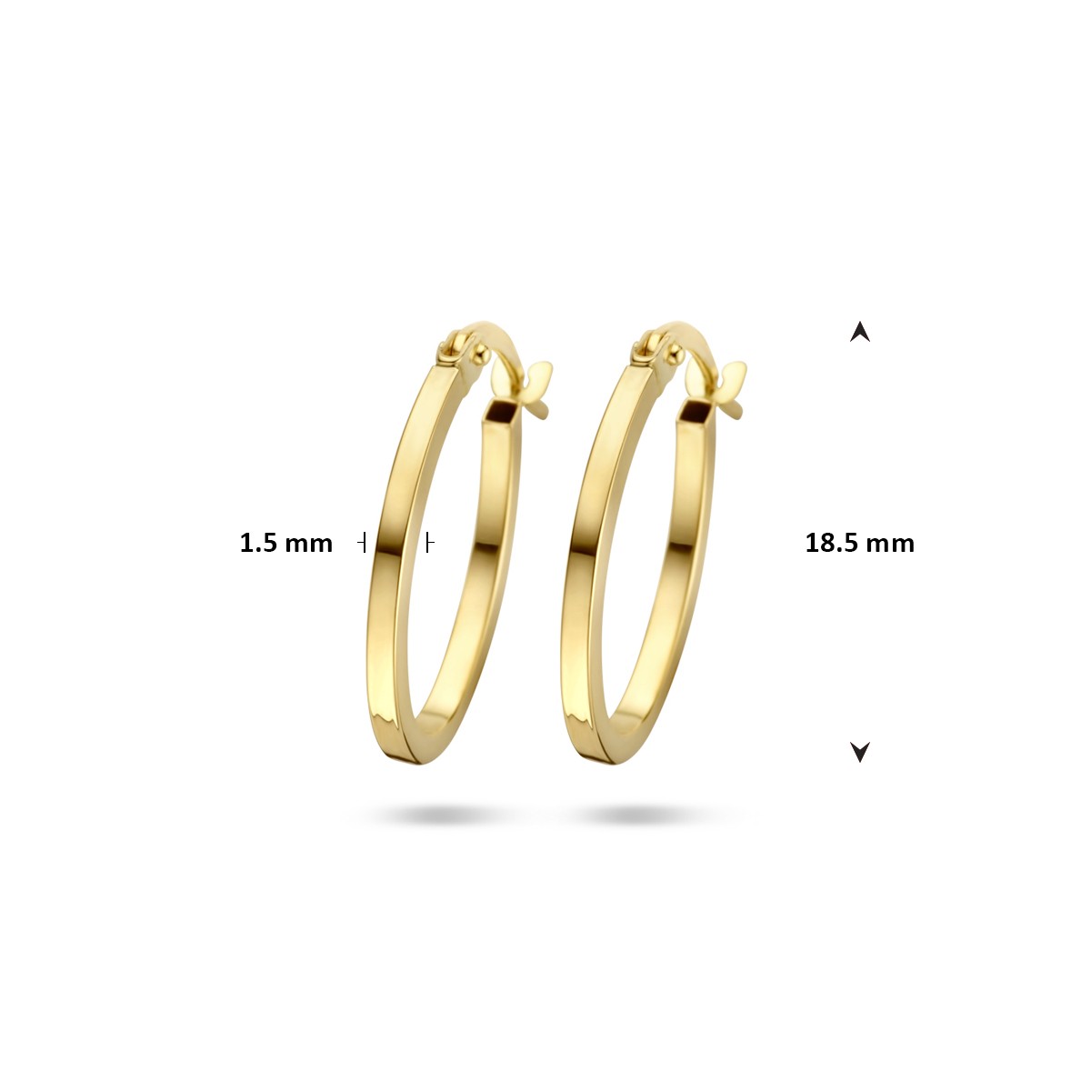 Oorbellen 18,5 mm 9K geelgoud