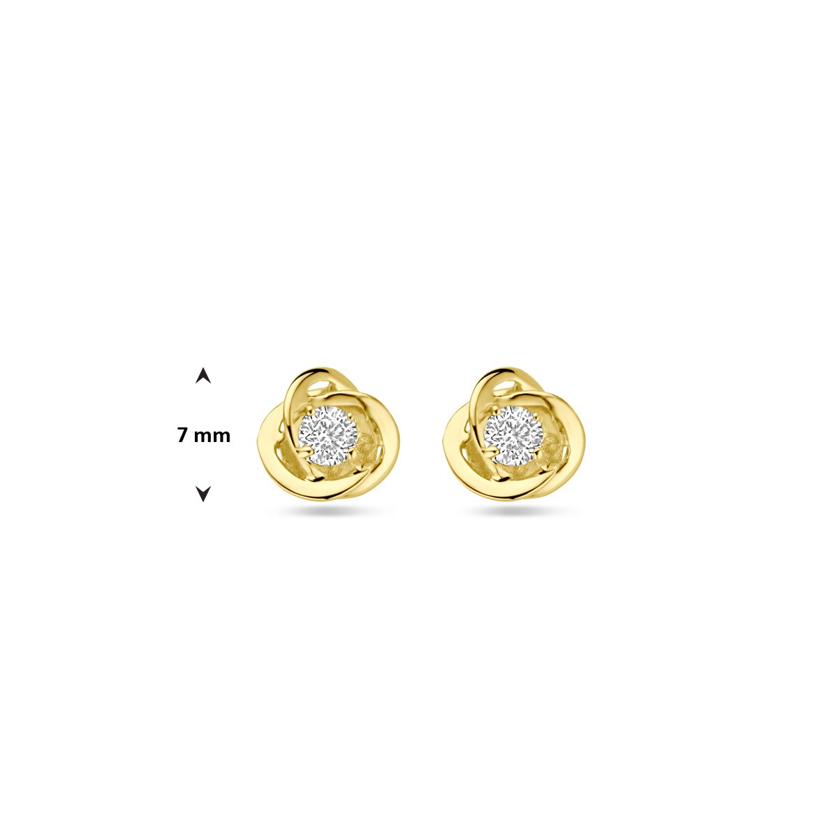 Oorbellen zirkonia bloem 7 mm 9K geelgoud