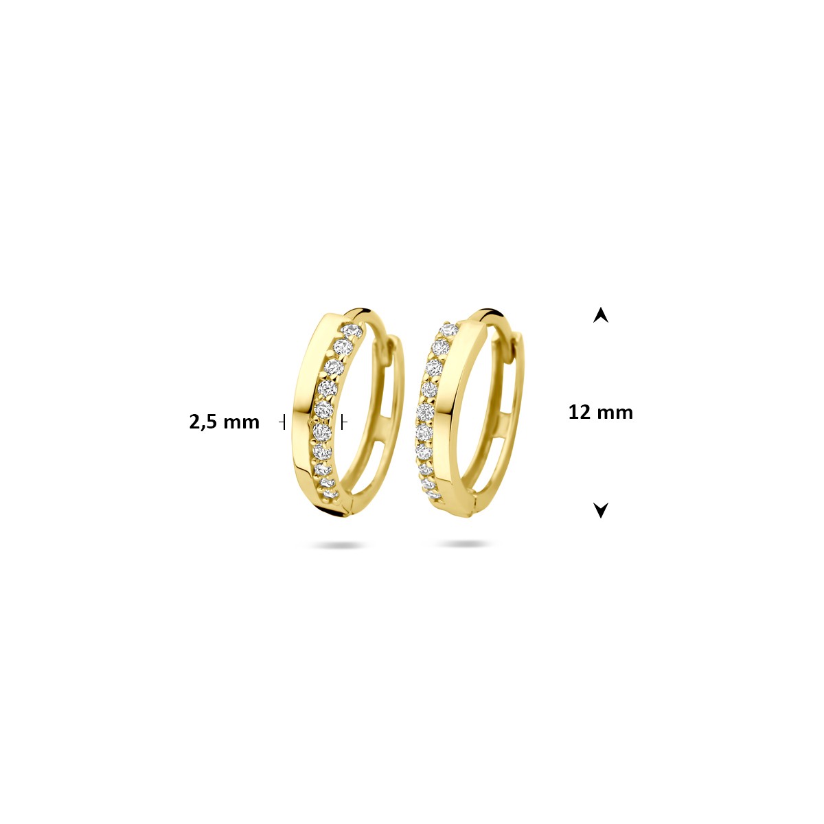 Oorbellen zirkonia 12 mm 9K geelgoud