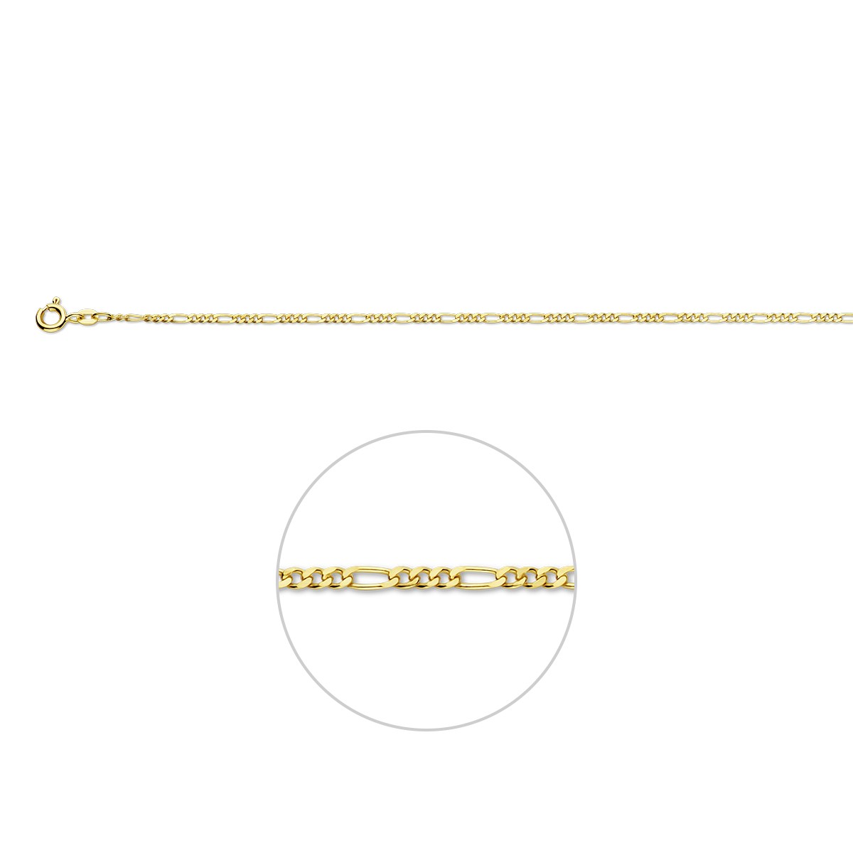 Armband figaro 1,9 mm 9K geel