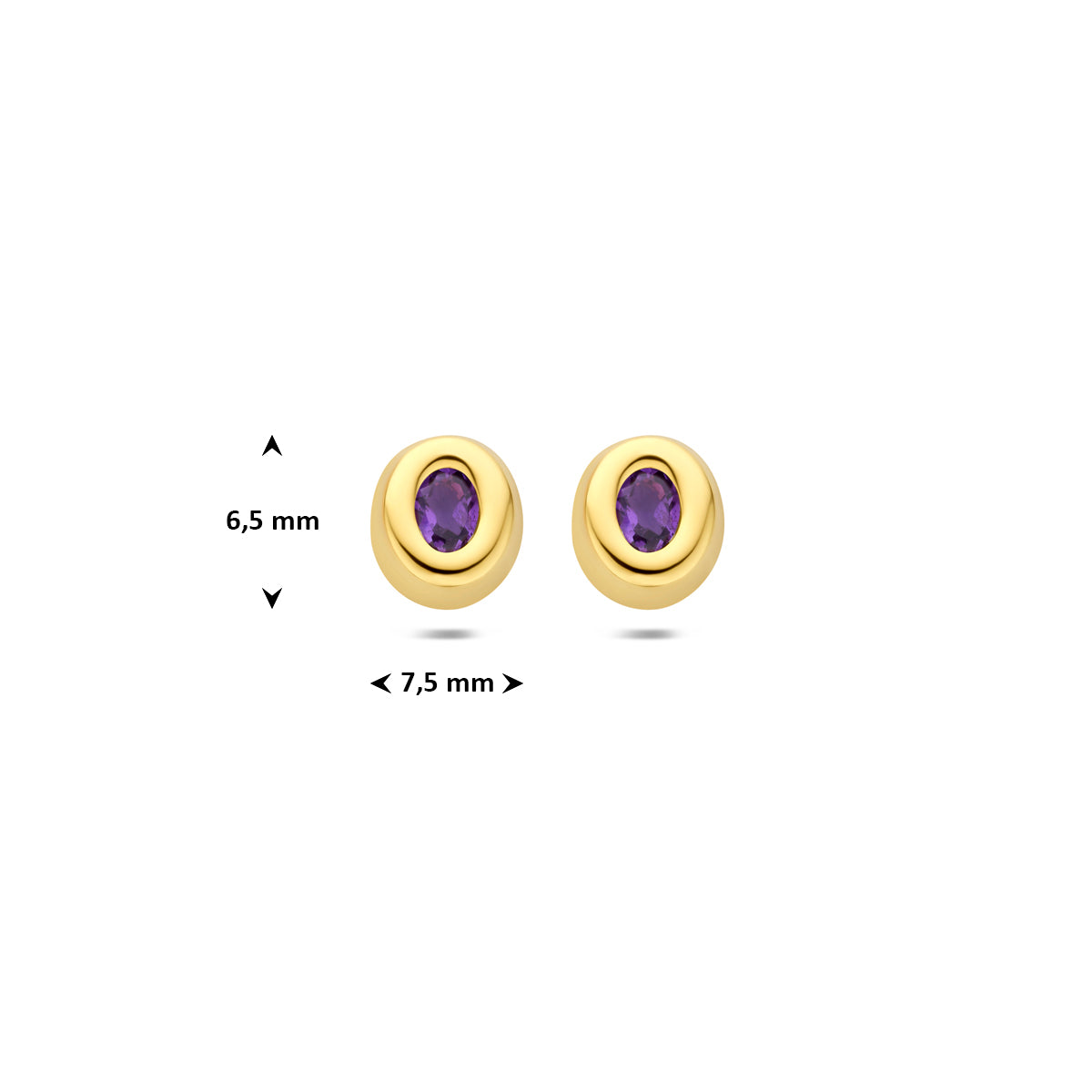 Fantasy Collection Oorknoppen amethist 9K geelgoud 6,5 mm - afbeelding 4