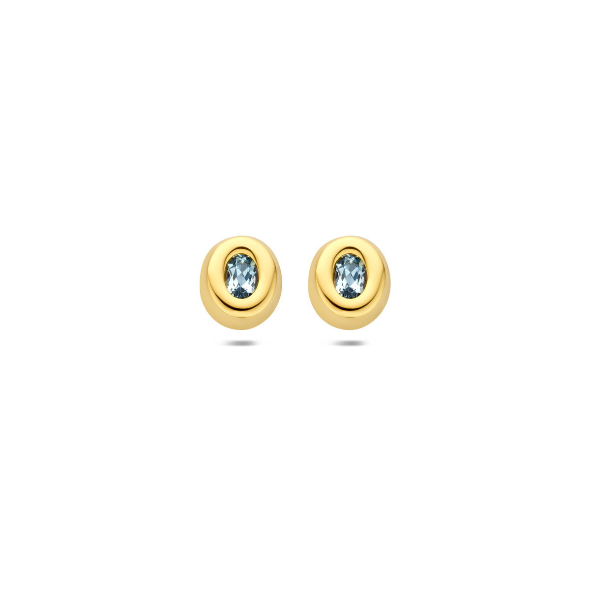 Fantasy Collection Oorknoppen blauw topaas 9K geelgoud 6,5 mm