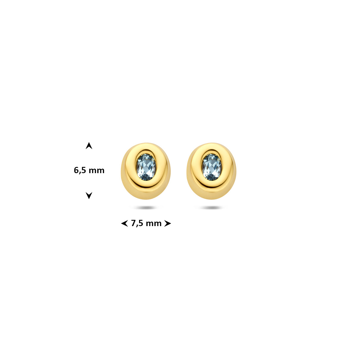 Fantasy Collection Oorknoppen blauw topaas 9K geelgoud 6,5 mm - afbeelding 4