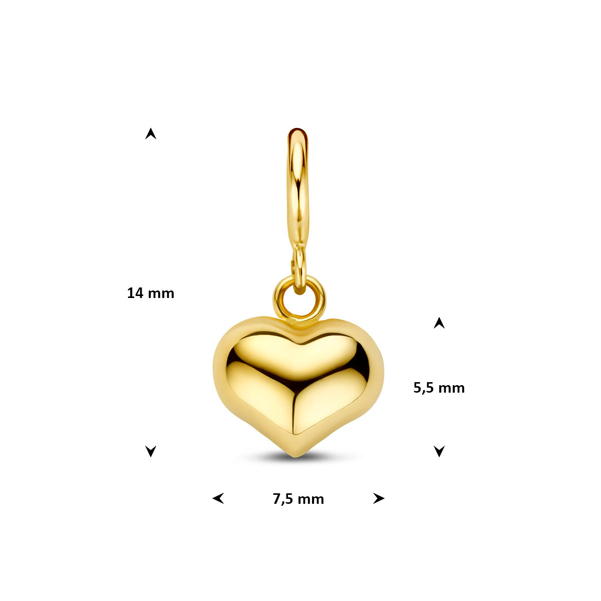 Fantasy Collection Slotbedel hartje 9K geelgoud 5,5 mm - afbeelding 4