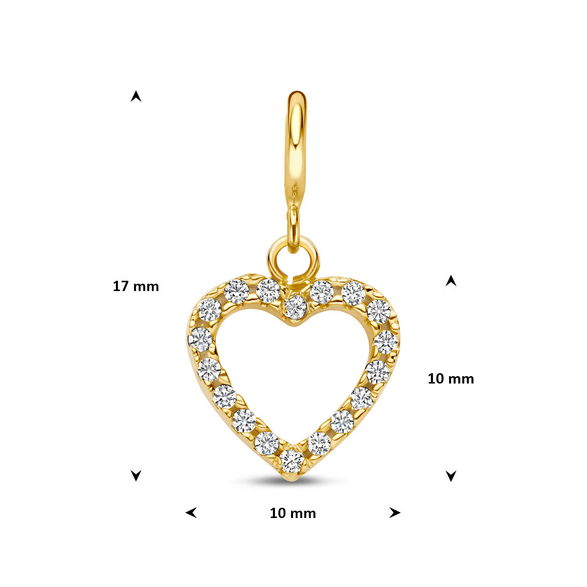 Fantasy Collection Slotbedel hartje zirkonia 9K geelgoud 10 mm - afbeelding 4