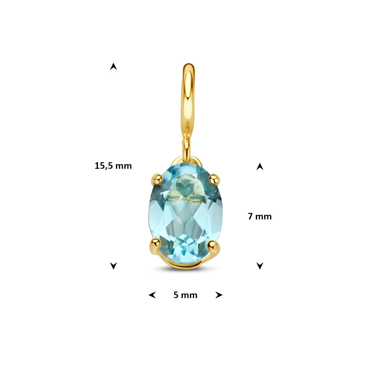 Fantasy Collection Slotbedel blauw zirkonia 9K geelgoud 7 mm - afbeelding 4