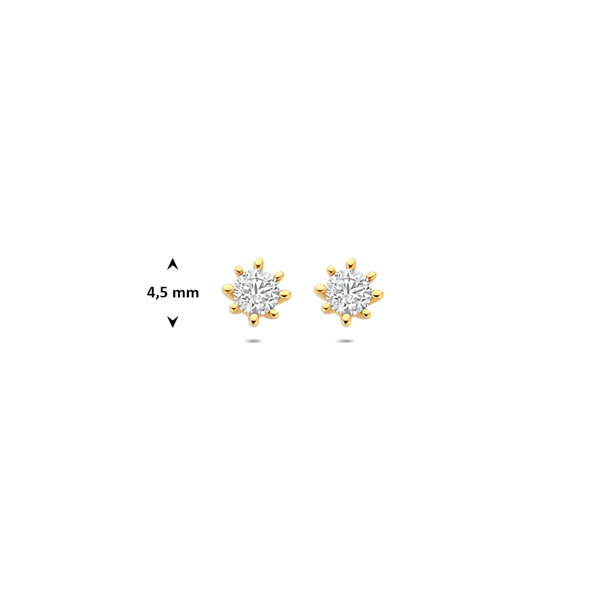 Fantasy Collection Oorknoppen zirkonia 9K geelgoud 4,5 mm - afbeelding 4