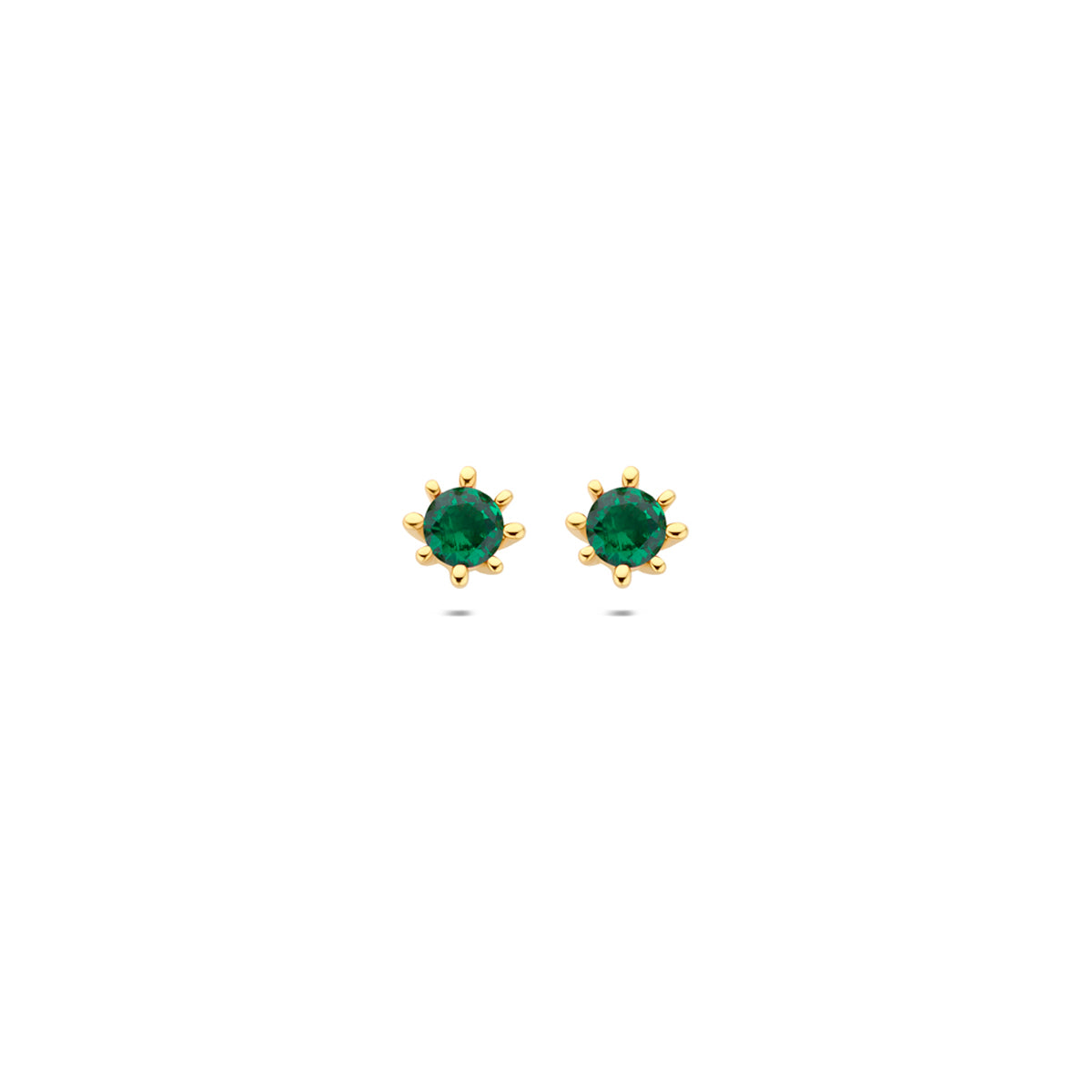 Fantasy Collection Oorknoppen groen zirkonia 9K geelgoud 4,5 mm