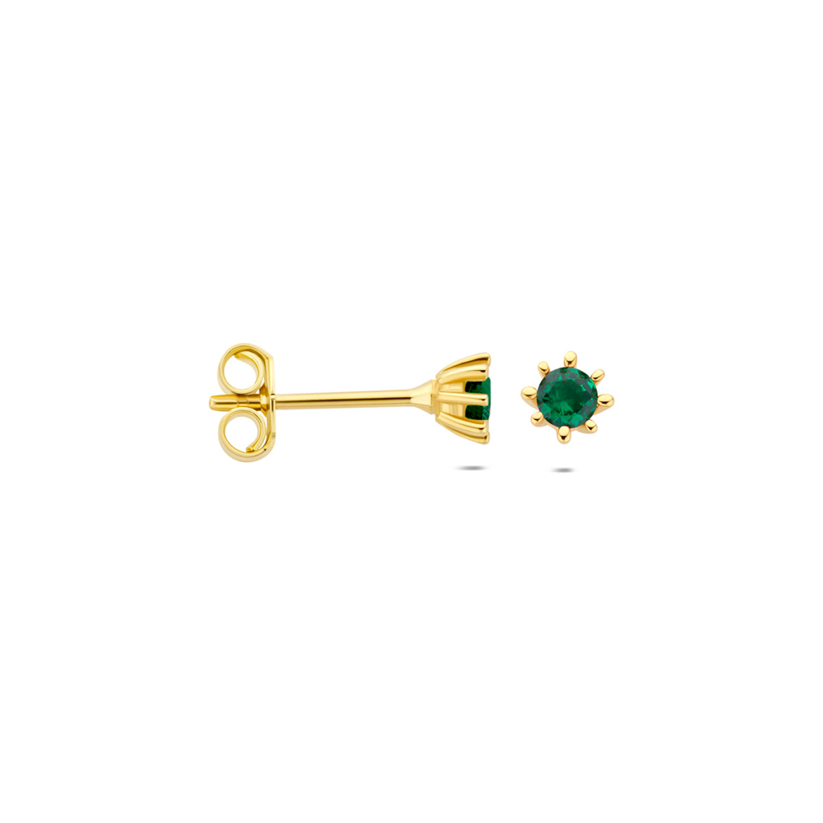 Fantasy Collection Oorknoppen groen zirkonia 9K geelgoud 4,5 mm - afbeelding 3