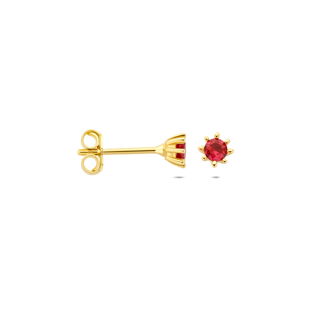 Fantasy Collection Oorknoppen rood zirkonia 9K geelgoud 4,5 mm - afbeelding 3