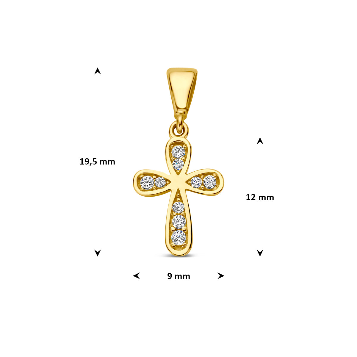 Fantasy Collection Hanger kruis zirkonia 9K geelgoud 12 mm - afbeelding 4