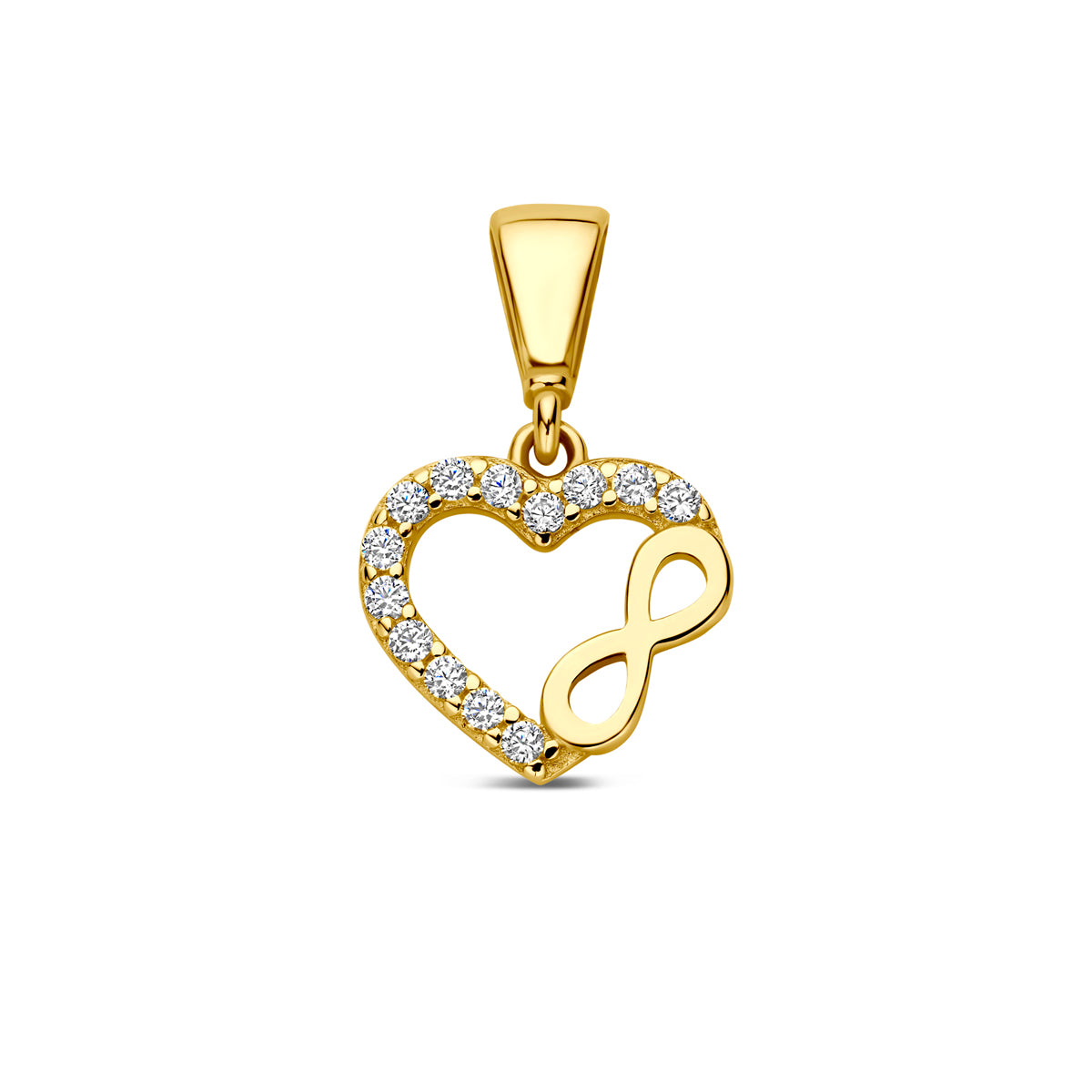 Fantasy Collection Hanger hart zirkonia en infinity 9K geelgoud 8,5 mm