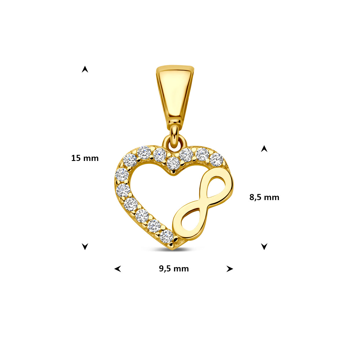 Fantasy Collection Hanger hart zirkonia en infinity 9K geelgoud 8,5 mm - afbeelding 4