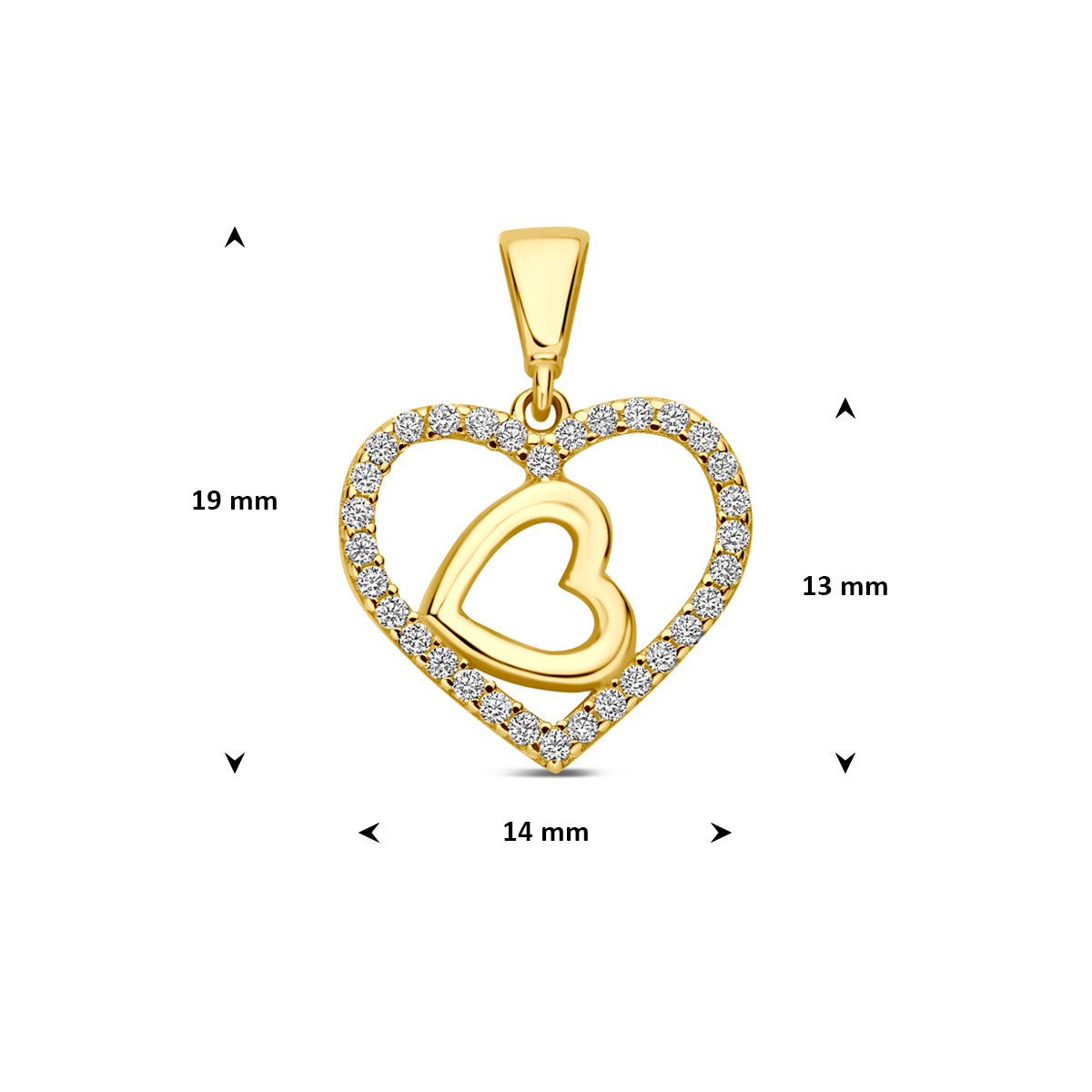 Fantasy Collection Hanger hartjes zirkonia 9K geelgoud 13 mm - afbeelding 4