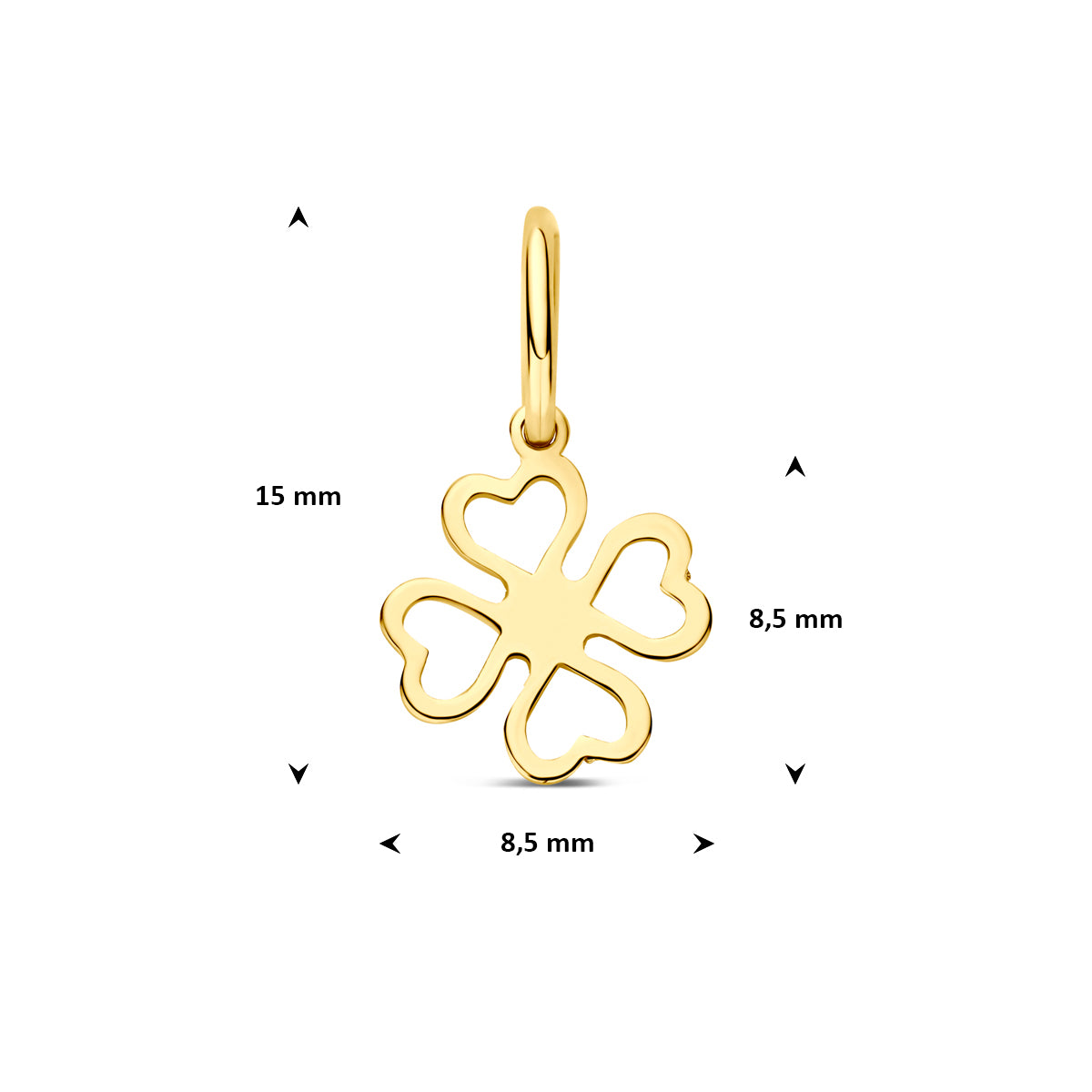 Fantasy Collection Hanger klaver 9K geelgoud 8,5 mm - afbeelding 4