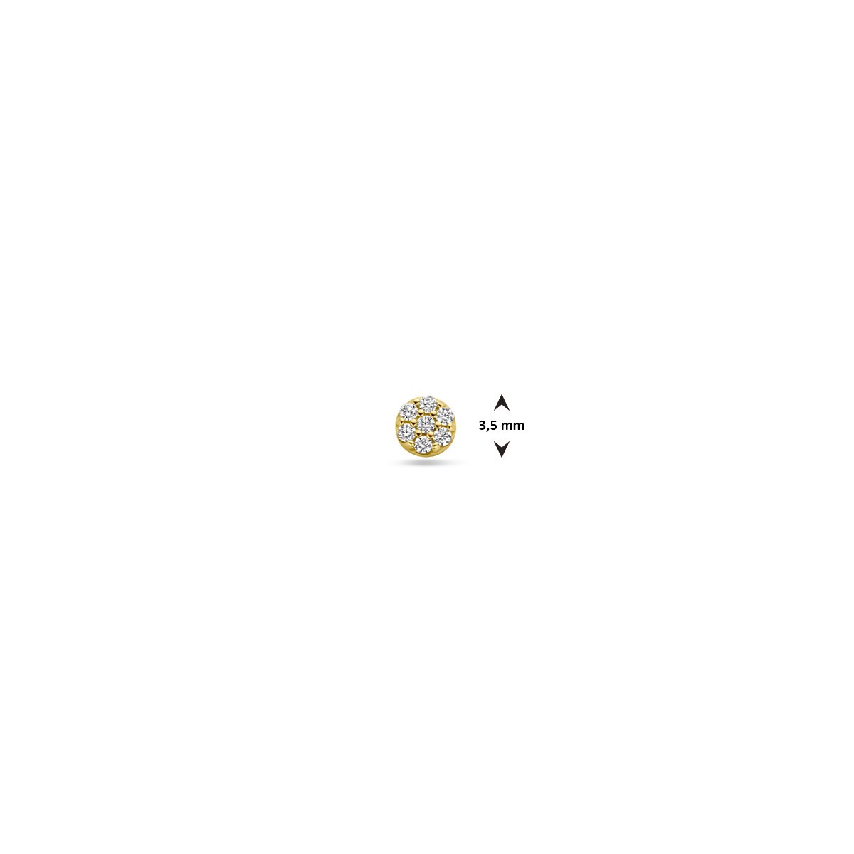 Flat back piercing zirkonia 9K geelgoud 3,5 mm wit