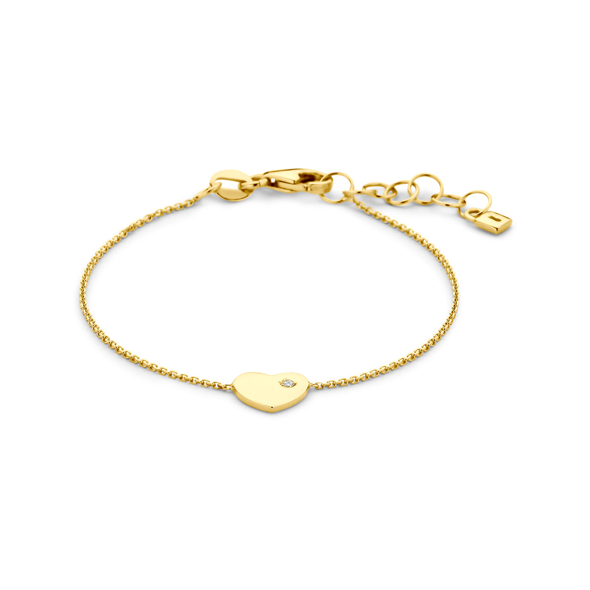Fantasy Collection Armband hartje zirkonia 9K geelgoud 11 + 2 cm