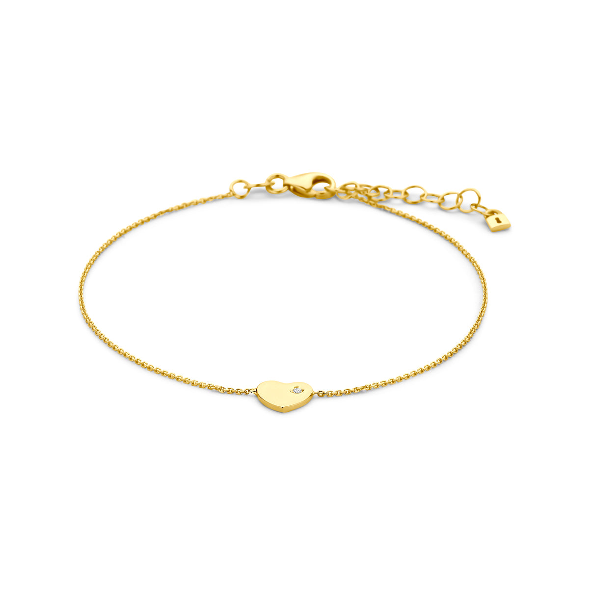 Fantasy Collection Armband hartje zirkonia 9K geelgoud 16 + 3 cm