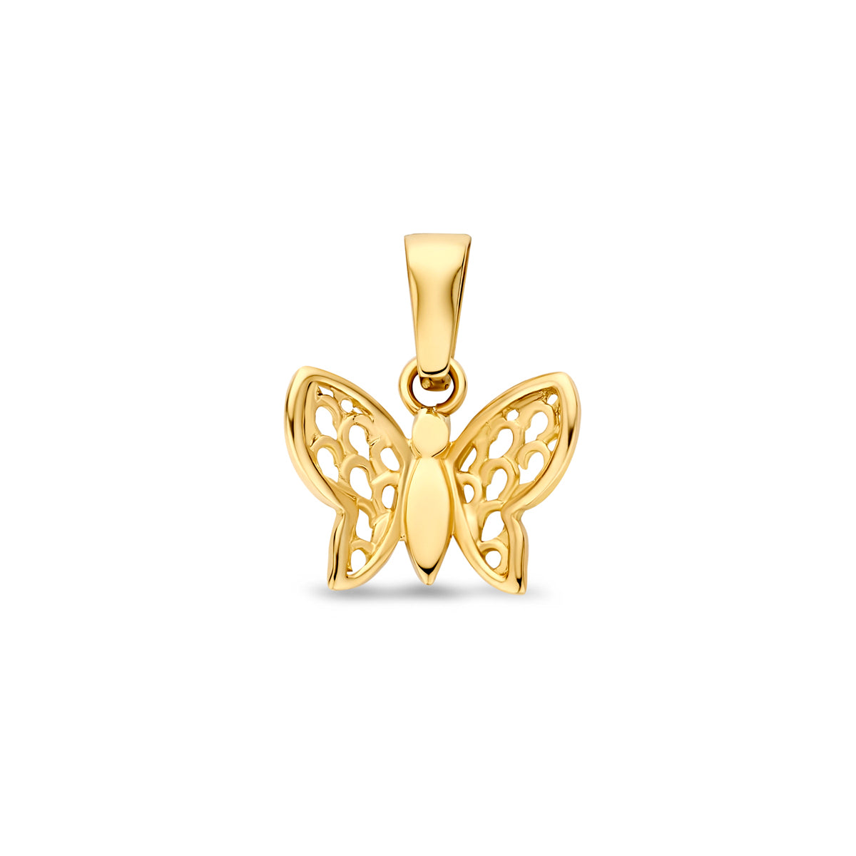 Fantasy Collection Hanger vlinder poli/mat 9K geelgoud 10,5 mm