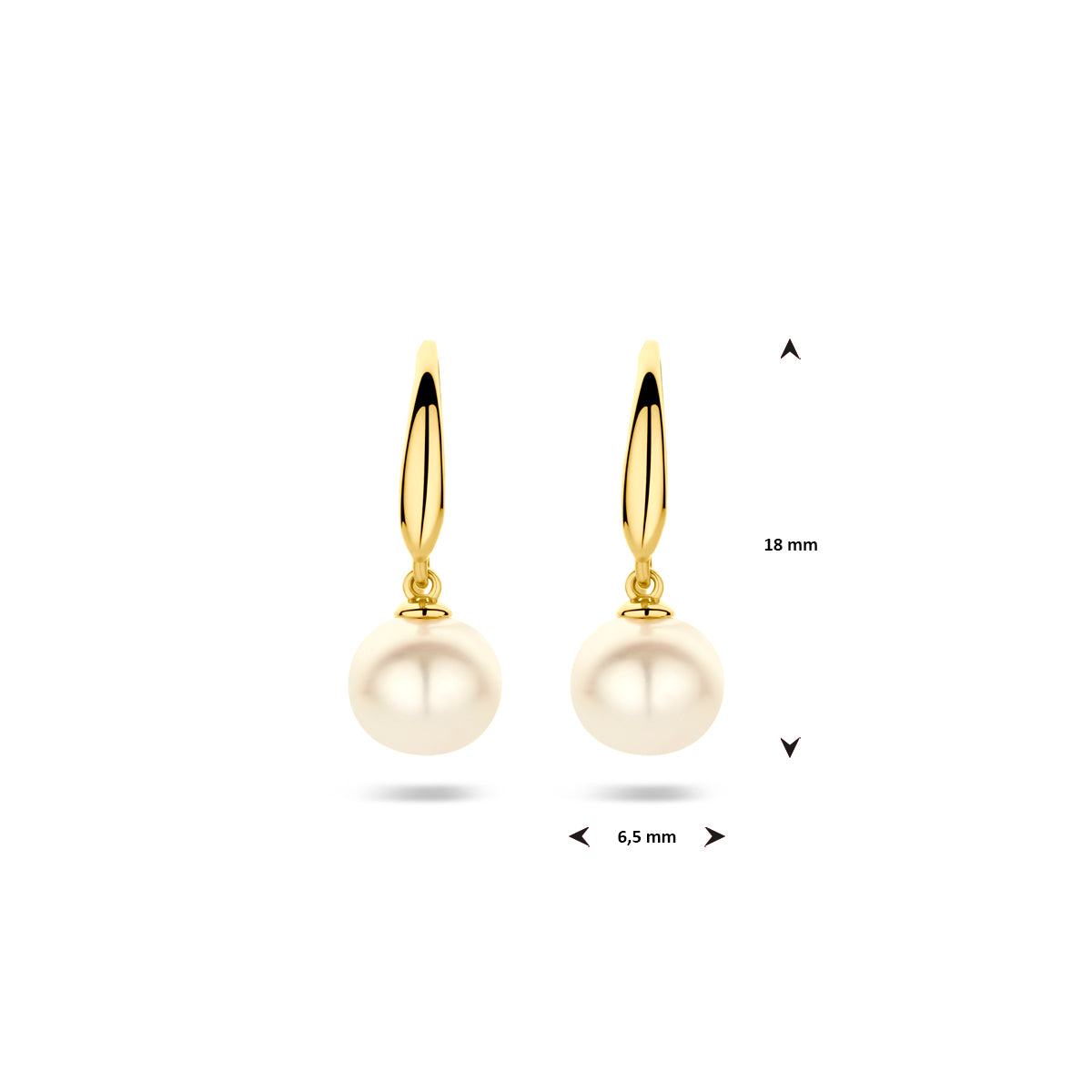 Fantasy Collection Oorhangers parel franse haak 9K geelgoud 18 mm - afbeelding 4