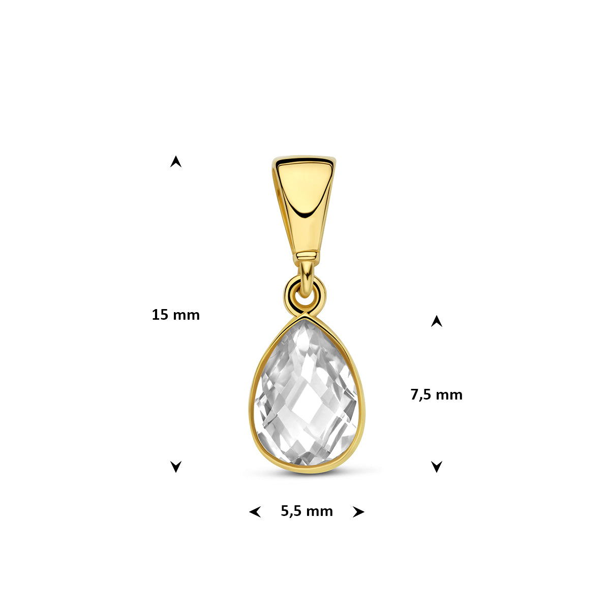 Fantasy Collection Hanger zirkonia peer 9K geelgoud 7,5 mm - afbeelding 4