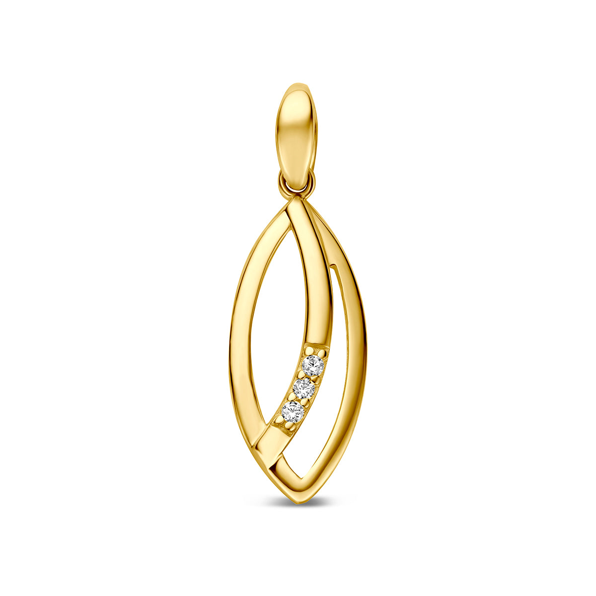 Hanger zirkonia 9K geelgoud 14 mm