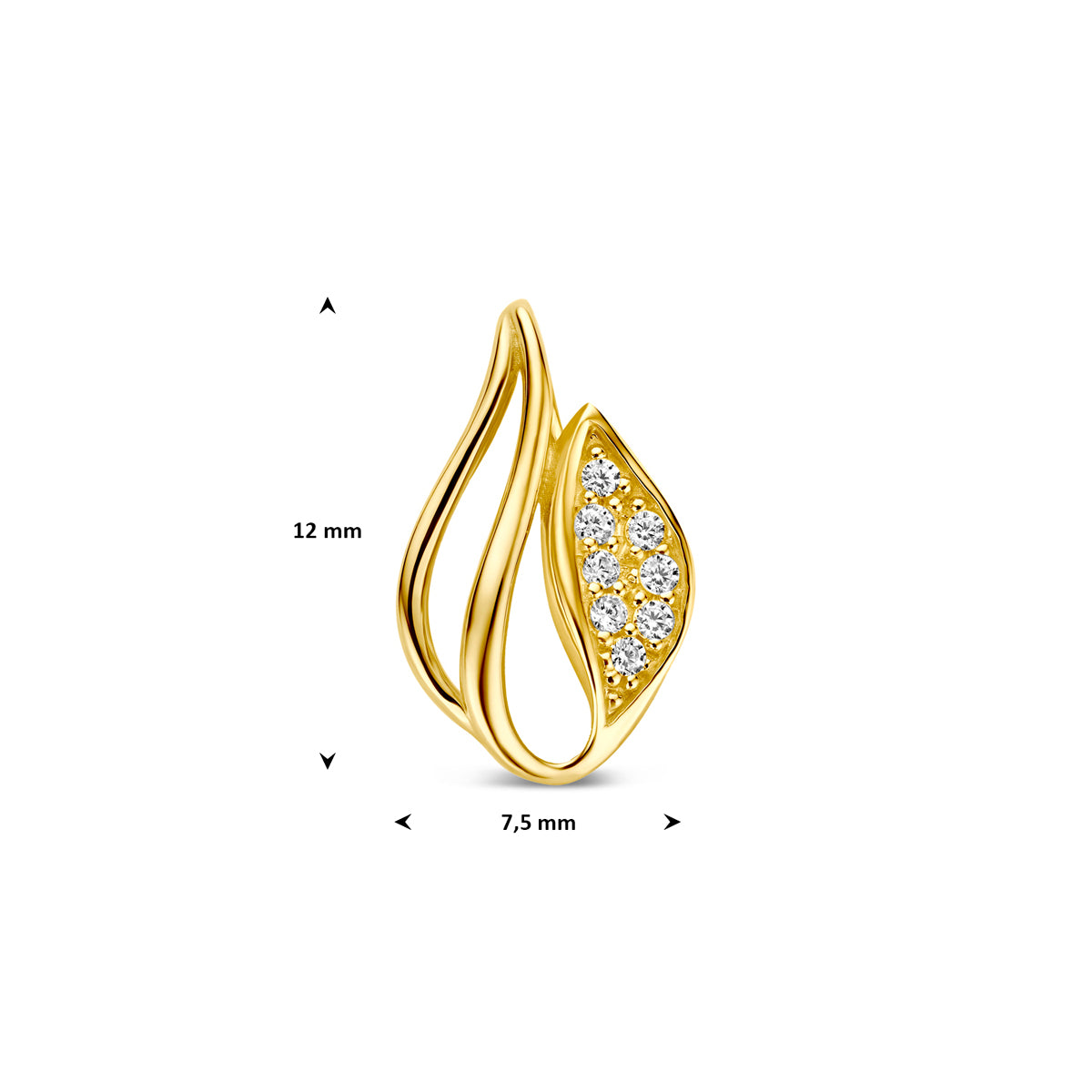 Hanger zirkonia 9K geelgoud 12 mm wit