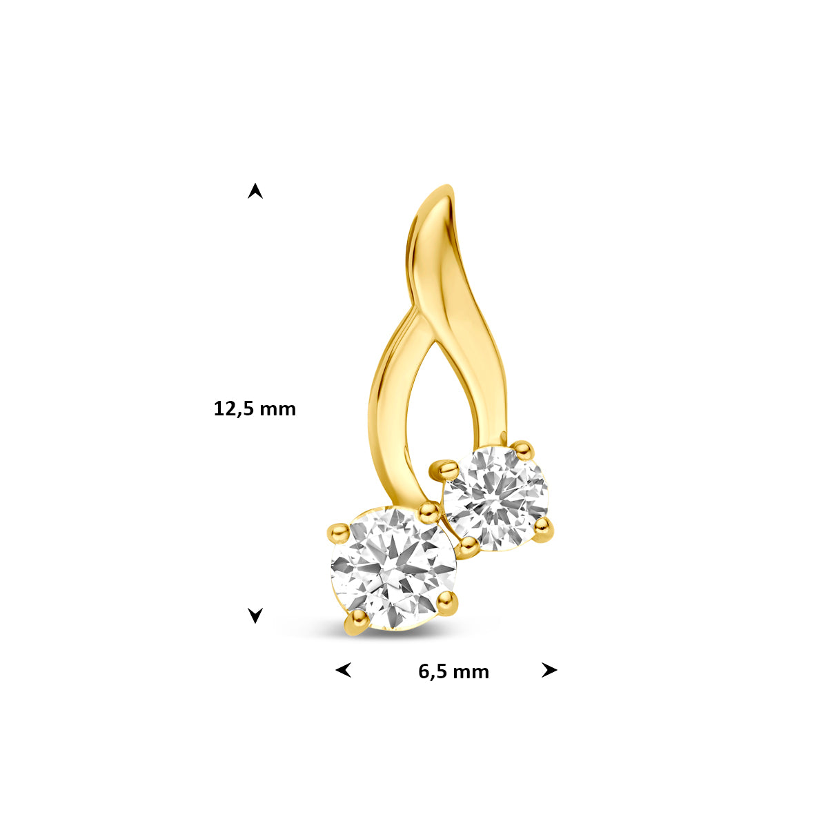 Hanger zirkonia 9K geelgoud 12,5 mm