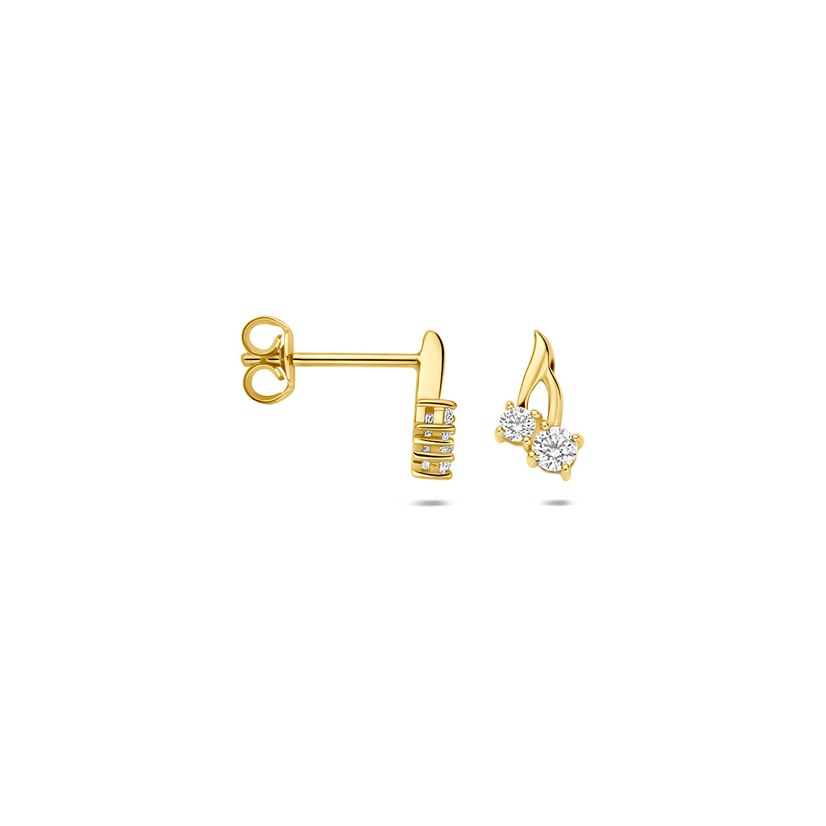Oorknoppen zirkonia 9K geelgoud 8,5 mm