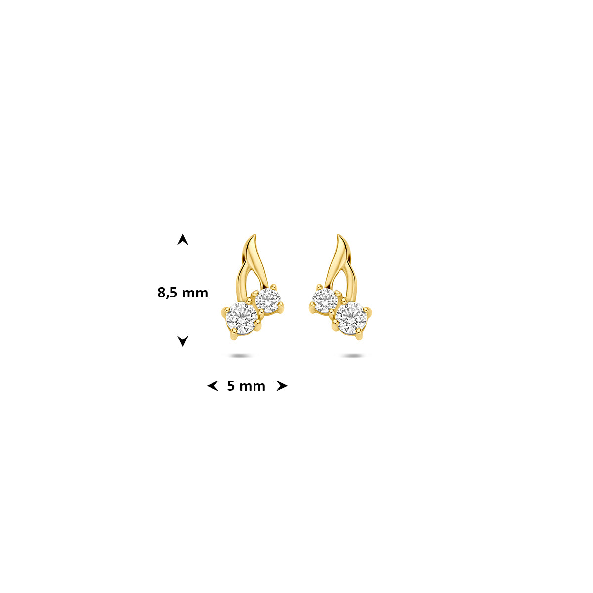 Oorknoppen zirkonia 9K geelgoud 8,5 mm