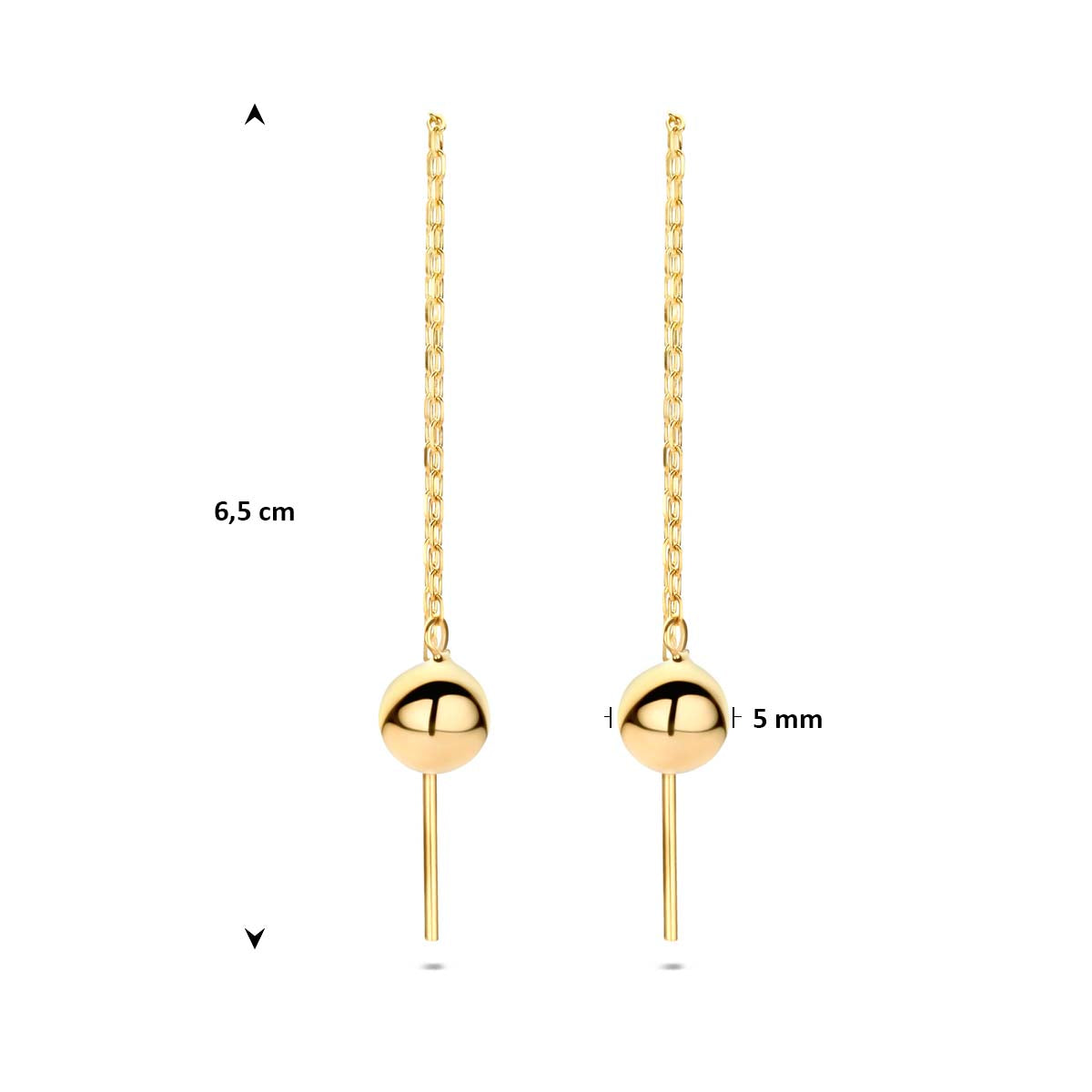 Fantasy Collection Doortrekoorbellen bol 9K geelgoud 65 mm - afbeelding 4
