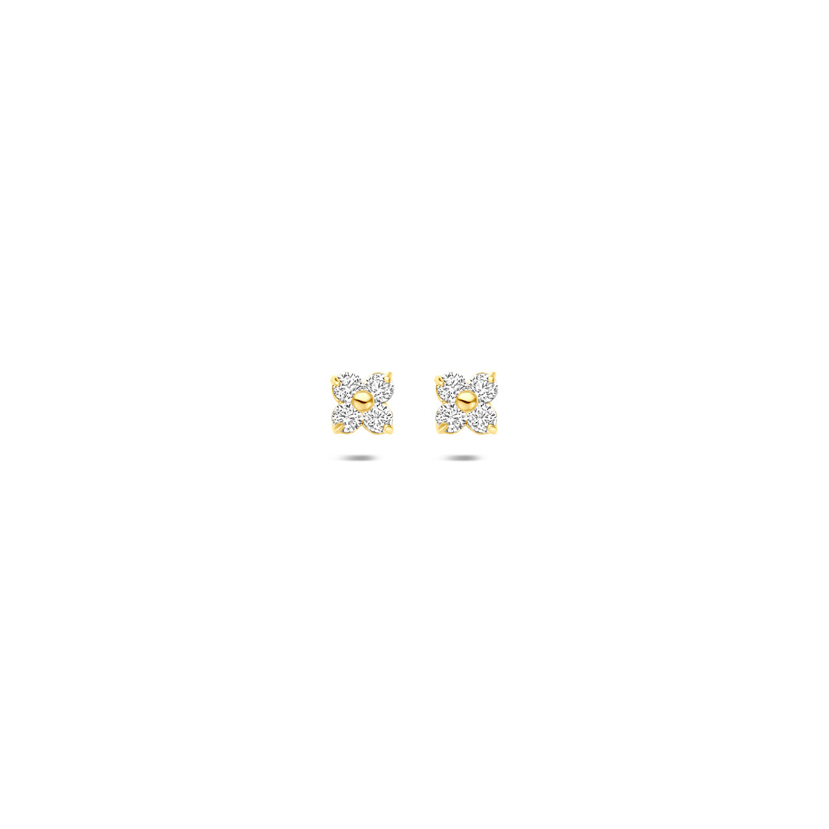 Fantasy Collection Oorknoppen bloem zirkonia 9K geelgoud 3,5 mm