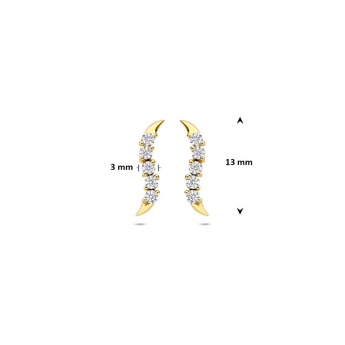 Fantasy Collection Oorknoppen zirkonia 9K geelgoud 13 mm - afbeelding 4