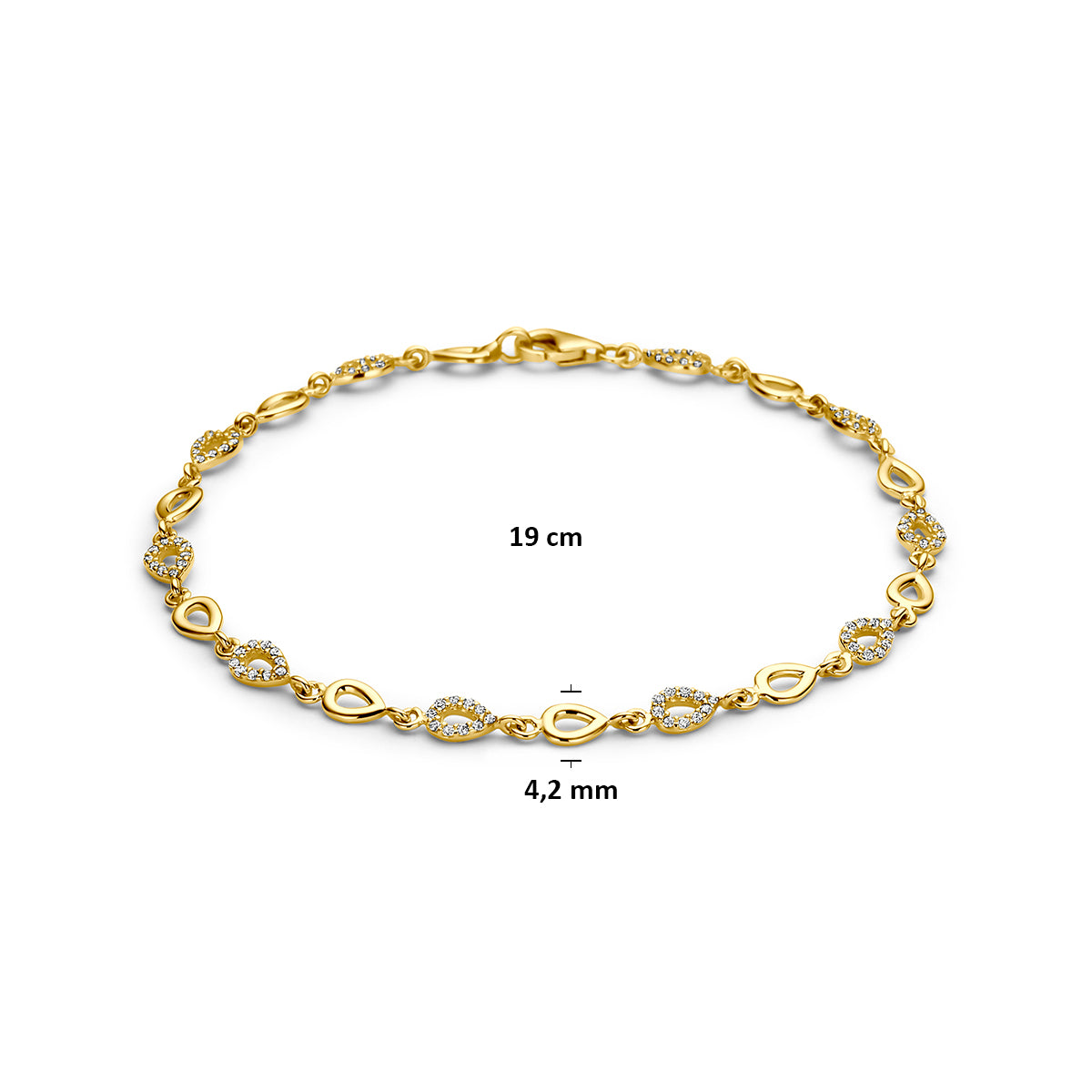 Fantasy Collection Armband zirkonia 9K geelgoud 4,2 mm 19 cm - afbeelding 3