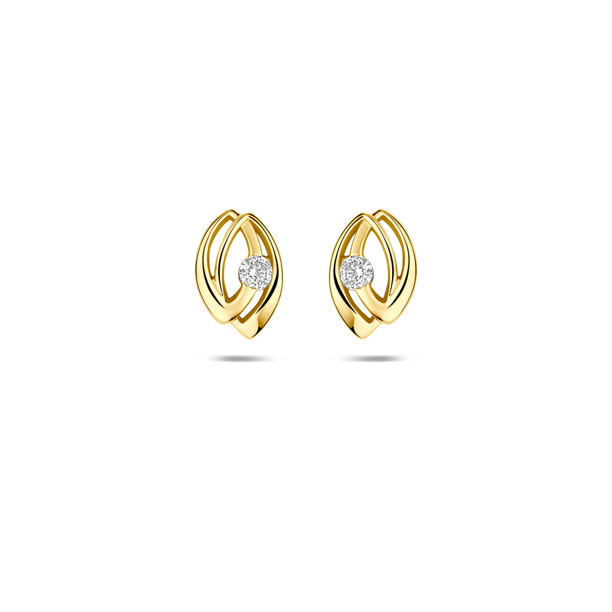 Fantasy Collection Oorknoppen zirkonia 9K geelgoud 8,5 mm