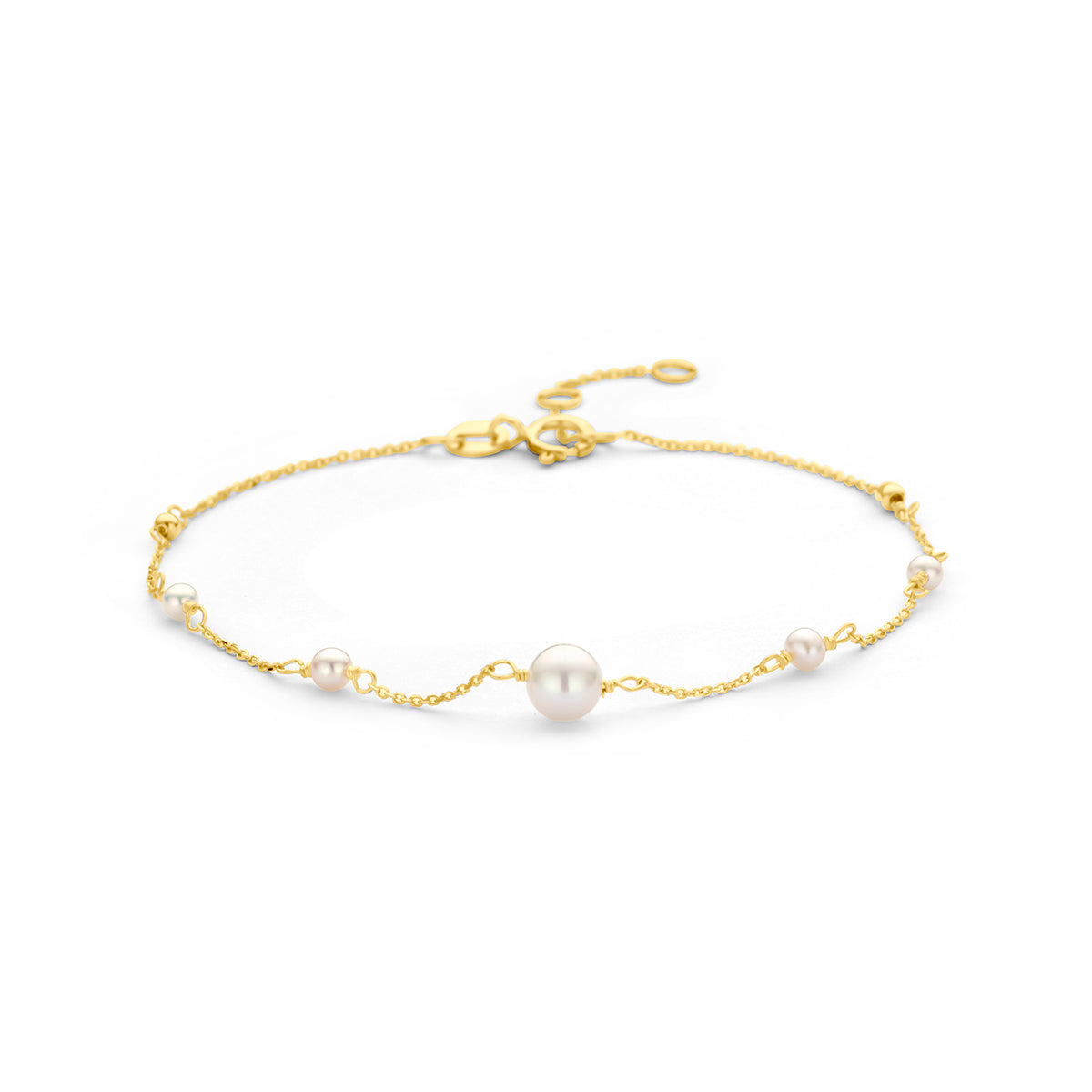 Fantasy Collection Armband parels 9K geelgoud 16,5 - 17,5 - 18,5 cm