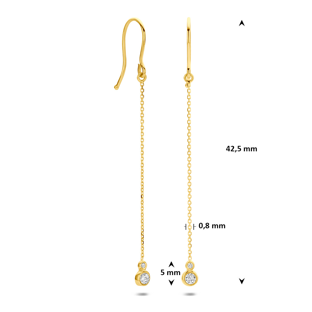 Fantasy Collection Oorhangers zirkonia franse haak 9K geelgoud 42,5 mm - afbeelding 4
